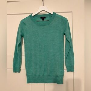J.Crew Womens Pullover Sweater Green Long Sleeve Thin Crew Neck Tight Knit XS‎